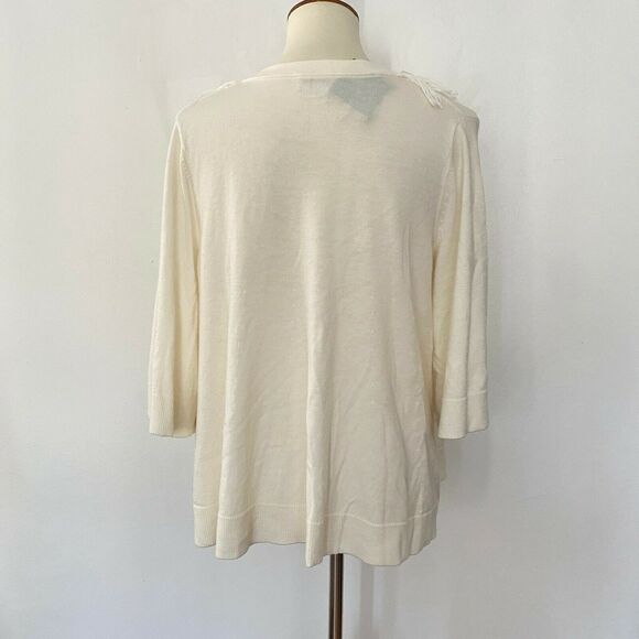 Kate Spade Womens Fringe Pullover Sweater Wool Blend White L Large - Picture 3 of 8